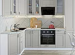 Модульный кухонный гарнитур Лофт-04 Grey Silk/Белый 2140x2600x600
