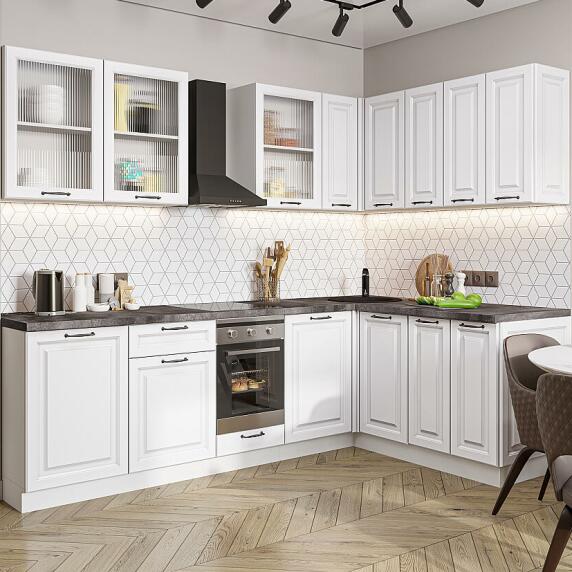 Кухня угловая Ницца Royal-02 Blanco/Белый 2140*2550/1600*600