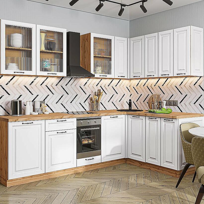 

Кухня угловая Ницца Royal-02 Blanco/Дуб Вотан 2140*2550/1600*600