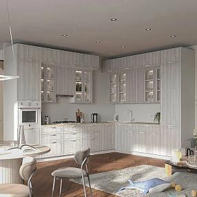 Кухня угловая Шале White Dreamline/Белый 3600/2800*2690*600