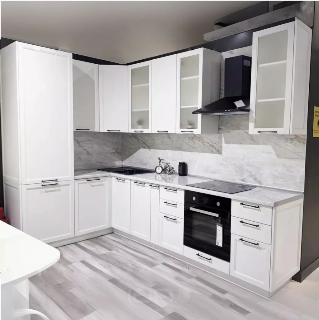 Кухня угловая Сканди White Silkwood/Белый 2336*1738/2980*600