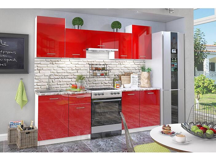 Бланка СТЛ.234.00 Кухонный гарнитур Белый/Красный глянец ( Квадро) Бланка СТЛ.234.00 Кухонный гарнитур Белый/Красный глянец ( Квадро)