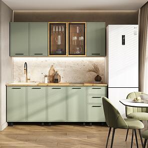 Кухонный гарнитур Бьянка Олива софт/Дуб Крафт 2164x2000x600 (Дуб вотан)