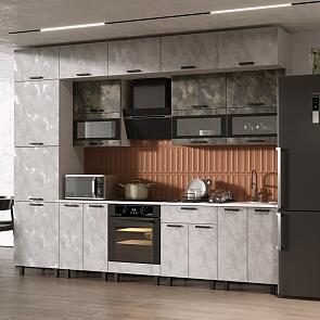 Кухня Техно 3,0/1080м Компоновка №2 (Мальта/Мальта Грей, Белый (Антарес))