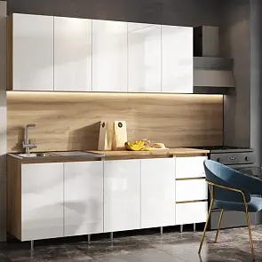 Кухонный гарнитур Челси Белый/Дуб Крафт 2140x2000x600 (Дуб вотан)