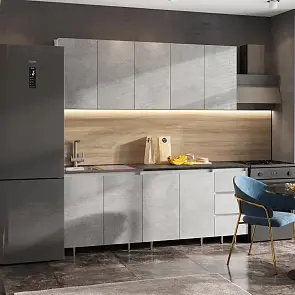 Кухонный гарнитур Челси Бетон светлый/Белый 2140x2000x600 (Кастилло темный)