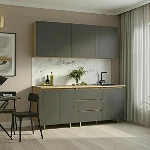 Кухонный гарнитур Челси Графит/Дуб Крафт 2140x2000x600 (Дуб вотан)