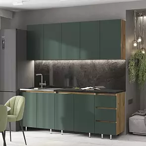 Кухня Челси 2,0м (Изумрудный, Дуб Крафт (Кастилло темный))