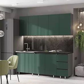 Кухня Челси 2,0м (Изумрудный, Графит (Кастилло темный))