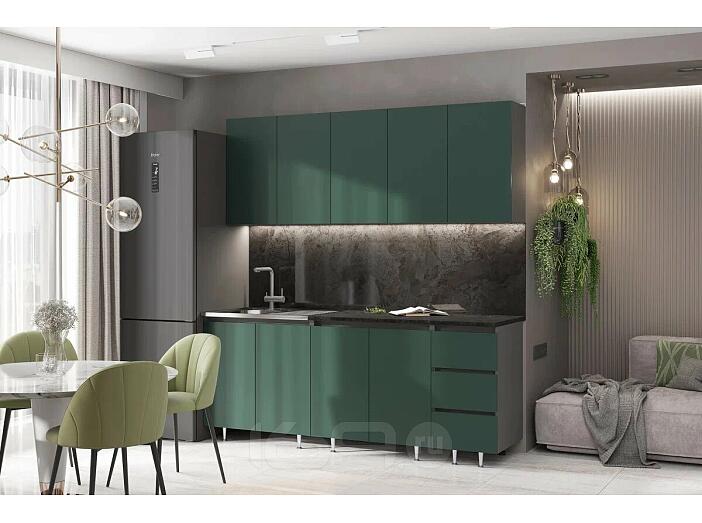 Кухня Челси 2,0м (Изумрудный, Графит (Кастилло темный))