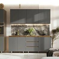 Кухонный гарнитур Челси Компоновка №2 Графит/Дуб Крафт 2140x2000x600 (Дуб вотан)