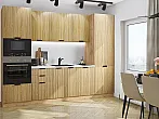 Модульный кухонный гарнитур Евро Лайн-01 Дуб песочный/Дуб Вотан 2140x2800x600
