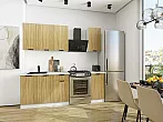 Модульный кухонный гарнитур Евро Лайн-06 Дуб песочный/Белый 2140x1400x600