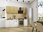 Модульный кухонный гарнитур Евро Лайн-06 Дуб песочный, Белый/Дуб Вотан 2140x1400x600