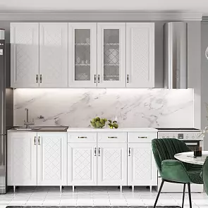 Кухня Ирина 2,0/900м (490) (Белый матовый, Белый (Антарес))