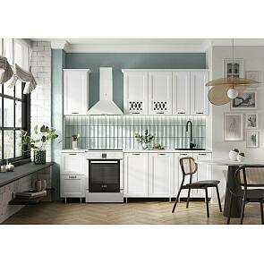 Кухонный гарнитур Милано Белая текстурная/Белый 2168x1800x600 (Антарес)