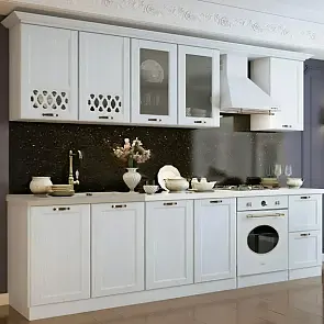 Кухонный гарнитур Милано Компоновка №2 Белая текстурная/Белый 2140x2000x600 (Антарес)