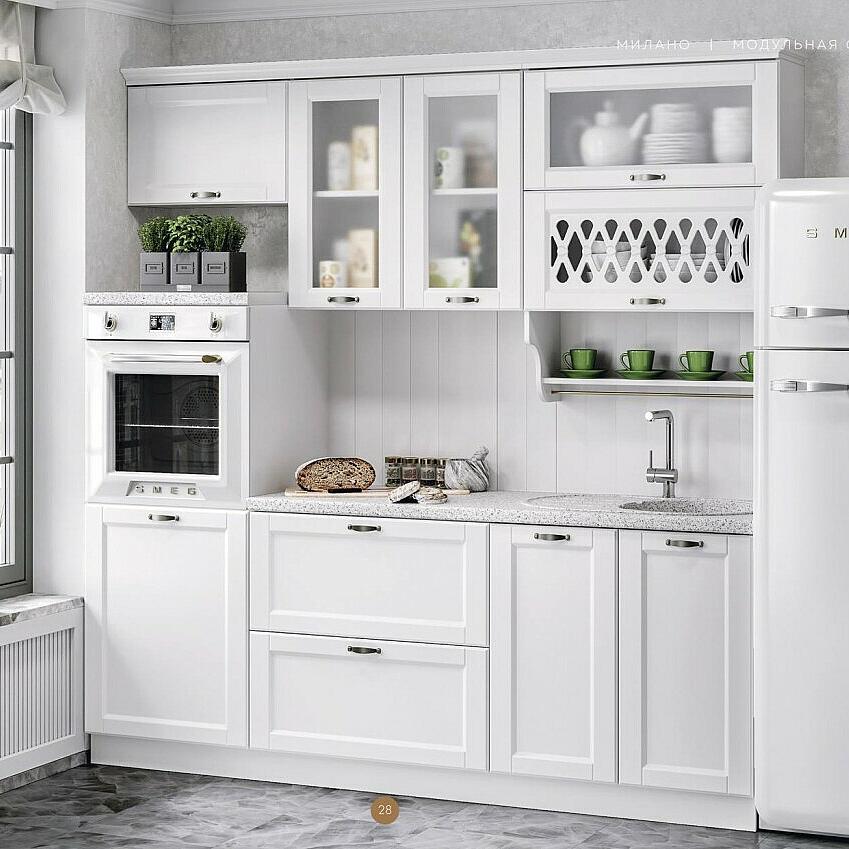 Кухня Милано 22м 490 Компоновка 3 Белая текстурная Белый Антарес 32804₽