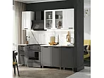 Кухонный гарнитур Монако Белый снег софт, Графит софт NEW/Графит 2140x1700x600 (Антарес)