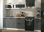 Кухонный гарнитур Монако Белый снег софт, Графит софт NEW/Белый 2140x2000x600 (Антарес)