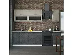 Кухонный гарнитур Монако Камень темный, Камень светлый/Белый 2140x2000x600 (Антарес)