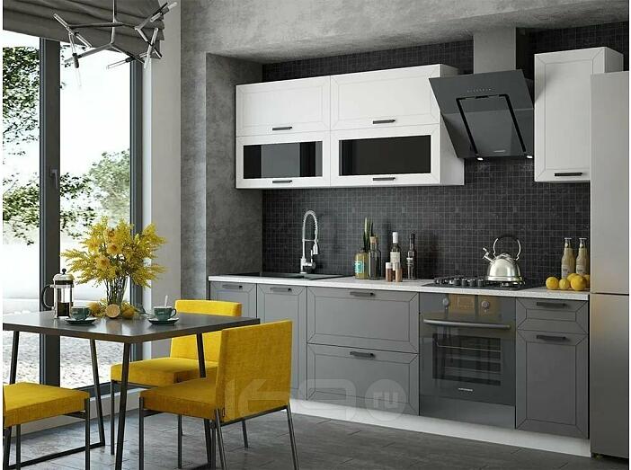 Кухня Монако 2,6м (490) (Белый снег софт/Графит софт NEW, Белый (Антарес)) Кухня Монако 2,6м (490) (Белый снег софт/Графит софт NEW, Белый (Антарес))