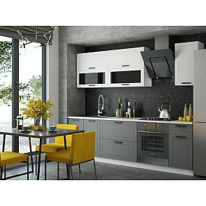 Кухня Монако 2,6м (490) (Белый снег софт/Графит софт NEW, Белый (Антарес))