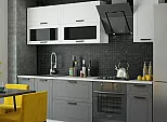Кухонный гарнитур Монако Белый снег софт, Графит софт NEW/Белый 2140x2600x600 (Антарес)