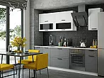 Кухонный гарнитур Монако Белый снег софт, Графит софт NEW/Белый 2140x2600x600 (Антарес)