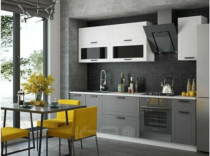 Кухня Монако 2,6м (490) (Белый снег софт/Графит софт NEW, Белый (Антарес))