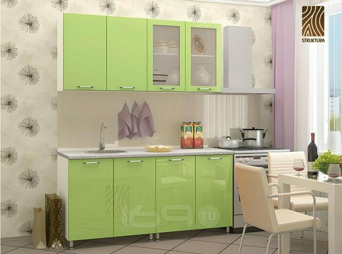 Кухонный гарнитур Настя Фисташка/Белый 2170x1600x600 (Антарес)