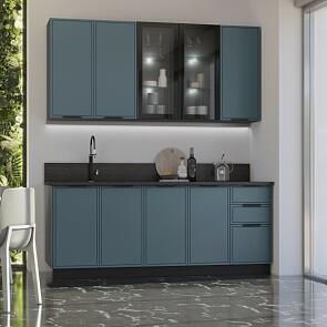 Кухонный гарнитур Николь браш блю 2140x2000x600