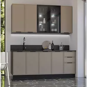 Кухонный гарнитур Николь холст латте 2140x2000x600