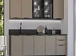 Кухонный гарнитур Николь Холст латте/Графит 2340x2000x600 (Кастилло темный)