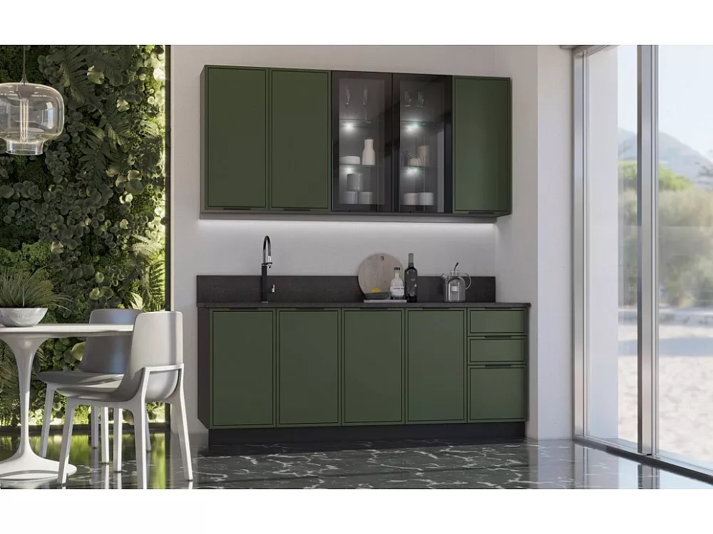 Кухня Николь 20900м 490 Холст темно-зеленый Графит Кастилло темный 33189₽