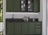 Кухонный гарнитур Николь Холст темно-зеленый/Графит 2340x2000x600 (Кастилло темный)
