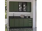 Кухонный гарнитур Николь Холст темно-зеленый/Графит 2340x2000x600 (Кастилло темный)