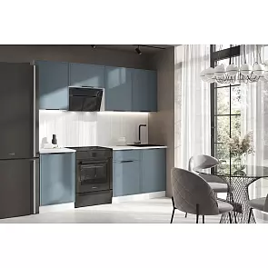 Кухонный гарнитур Николь Браш Блю/Белый 2150x2100x600 (Антарес)