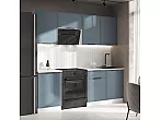 Кухонный гарнитур Николь Браш Блю/Белый 2150x2100x600 (Антарес)