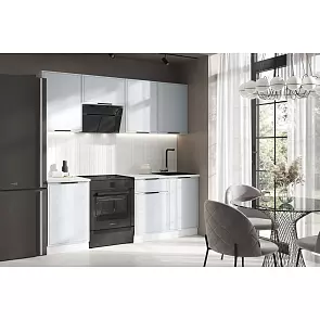 Кухонный гарнитур Николь Браш Деним Блю/Белый 2150x2100x600 (Антарес)