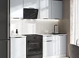 Кухонный гарнитур Николь Браш Деним Блю/Белый 2150x2100x600 (Антарес)