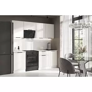 Кухонный гарнитур Николь Холст белый/Белый 2150x2100x600 (Антарес)