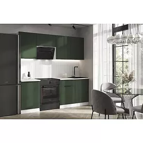 Кухонный гарнитур Николь Холст темно-зеленый/Белый 2150x2100x600 (Антарес)