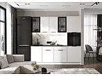 Кухонный гарнитур Николь Холст белый/Белый 2140x2200x600 (Кастилло темный)