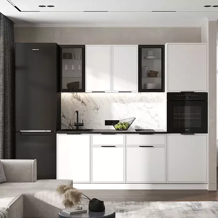 Кухня Николь 22м 490 Холст белый Белый Кастилло темный 38380₽