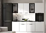 Кухонный гарнитур Николь Холст белый/Белый 2140x2200x600 (Кастилло темный)