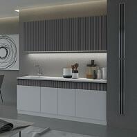 Кухонный гарнитур Оливия Графит Софт NEW, Белый снег софт/Белый 2000x2000x600 (Антарес)