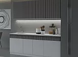 Кухонный гарнитур Оливия Белый снег софт, Графит софт NEW/Белый 2000x2000x600 (Антарес)