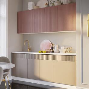 Кухонный гарнитур Оливия Шарли Pink, Шарли Мокко/Белый 2000x2000x600 (Антарес)