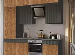 Кухонный гарнитур Оливия Графит софт NEW, Экзотическое дерево Амазония/Графит 2500x2400x600 (Кастилло темный)